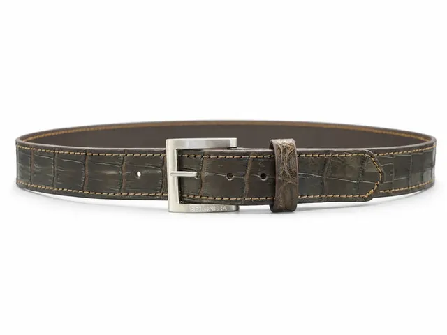 Brown crocodile leather belt, PRD-126784
