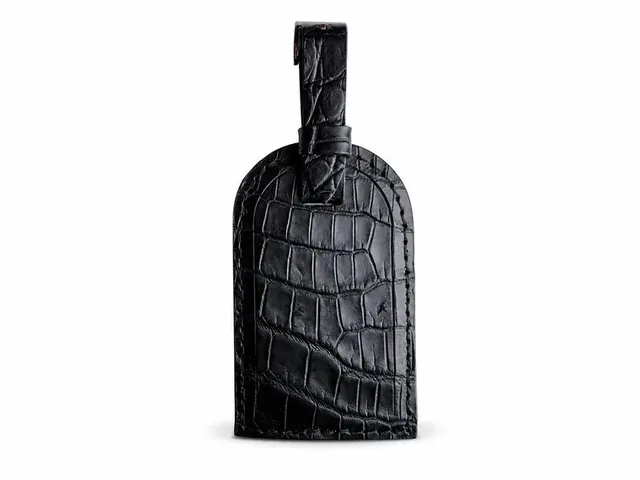 Black crocodile leather luggage tag, PRD-127763